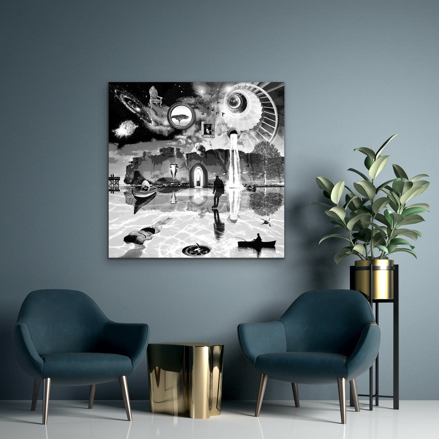 Dreamcatchers 05 - Surreal Limited Edition Giclée, Black & White on Canvas