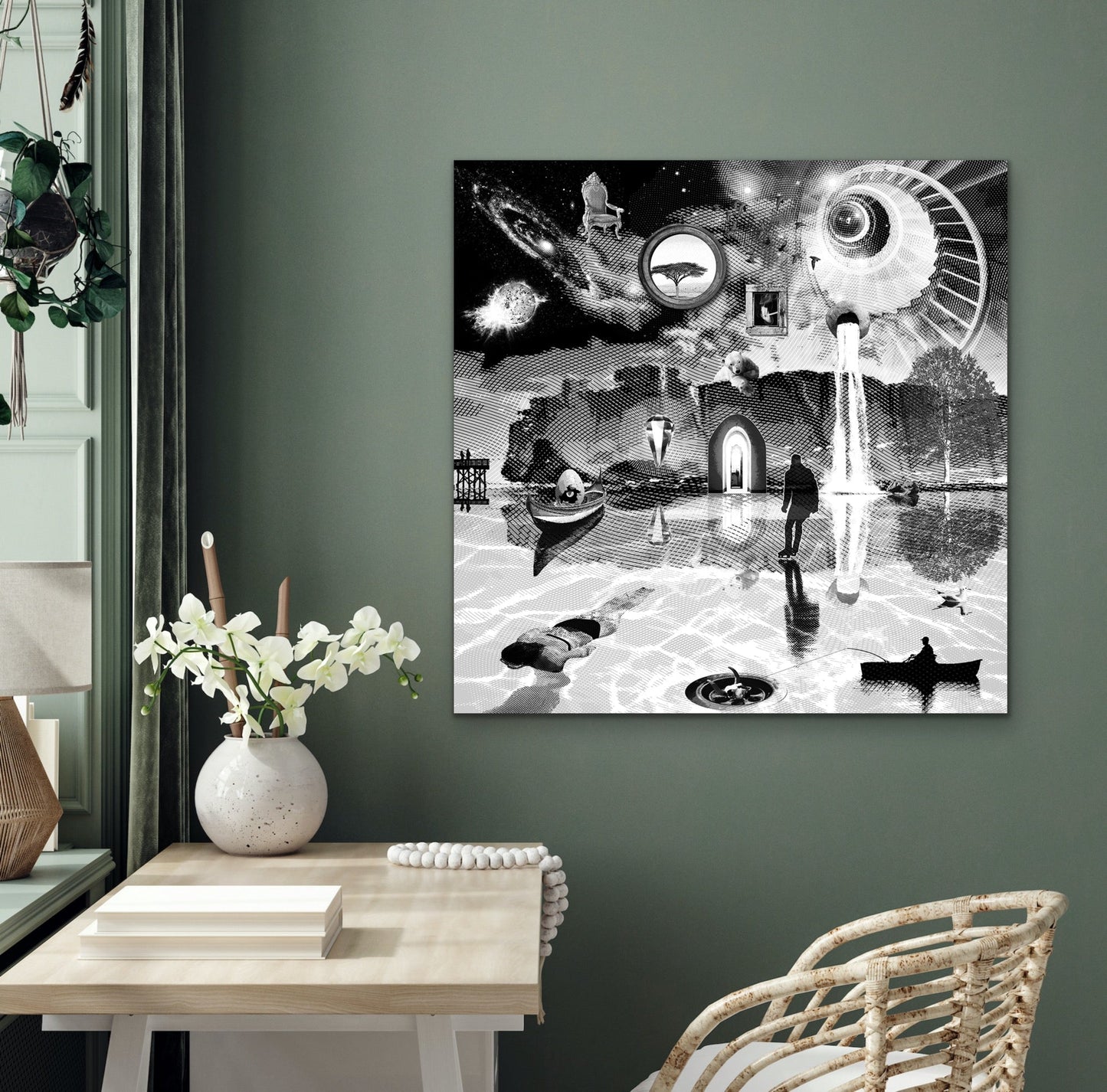 Dreamcatchers 05 - Surreal Limited Edition Giclée, Black & White on Canvas