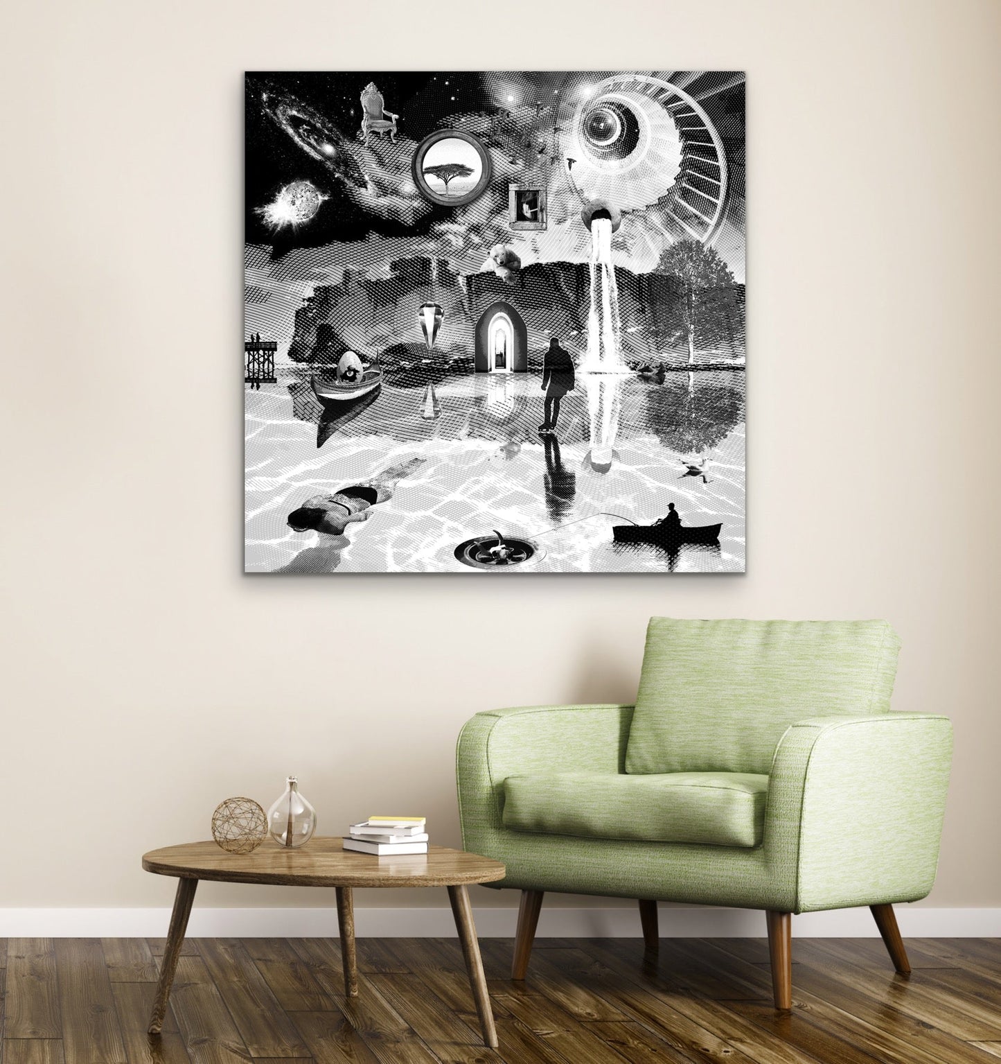 Dreamcatchers 05 - Surreal Limited Edition Giclée, Black & White on Canvas