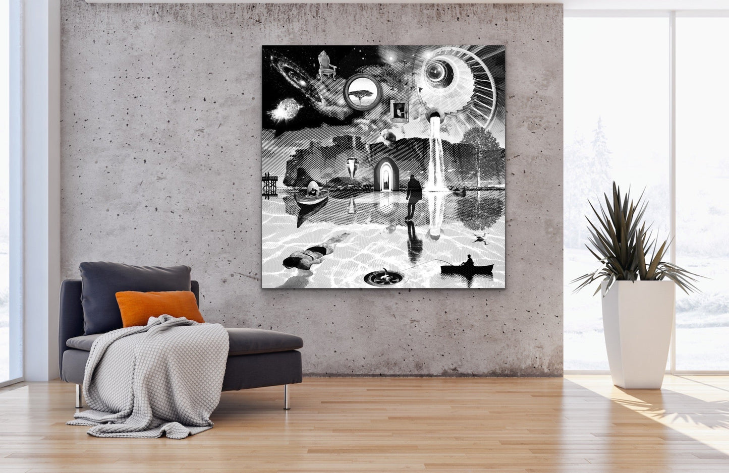 Dreamcatchers 05 - Surreal Limited Edition Giclée, Black & White on Canvas