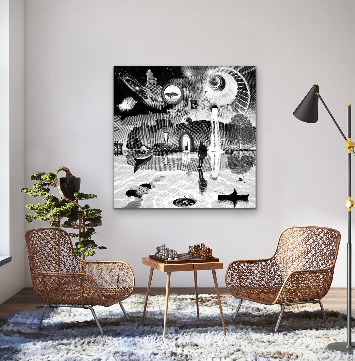 Dreamcatchers 05 - Surreal Limited Edition Giclée, Black & White on Canvas