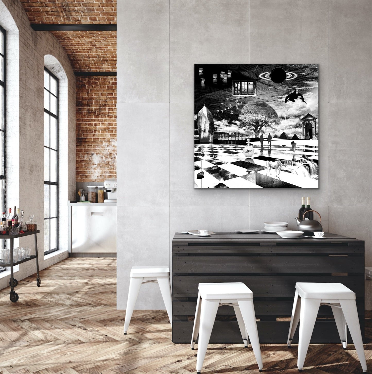 Dreamcatchers 06 - Surreal Limited Edition Giclée, Black & White on Canvas