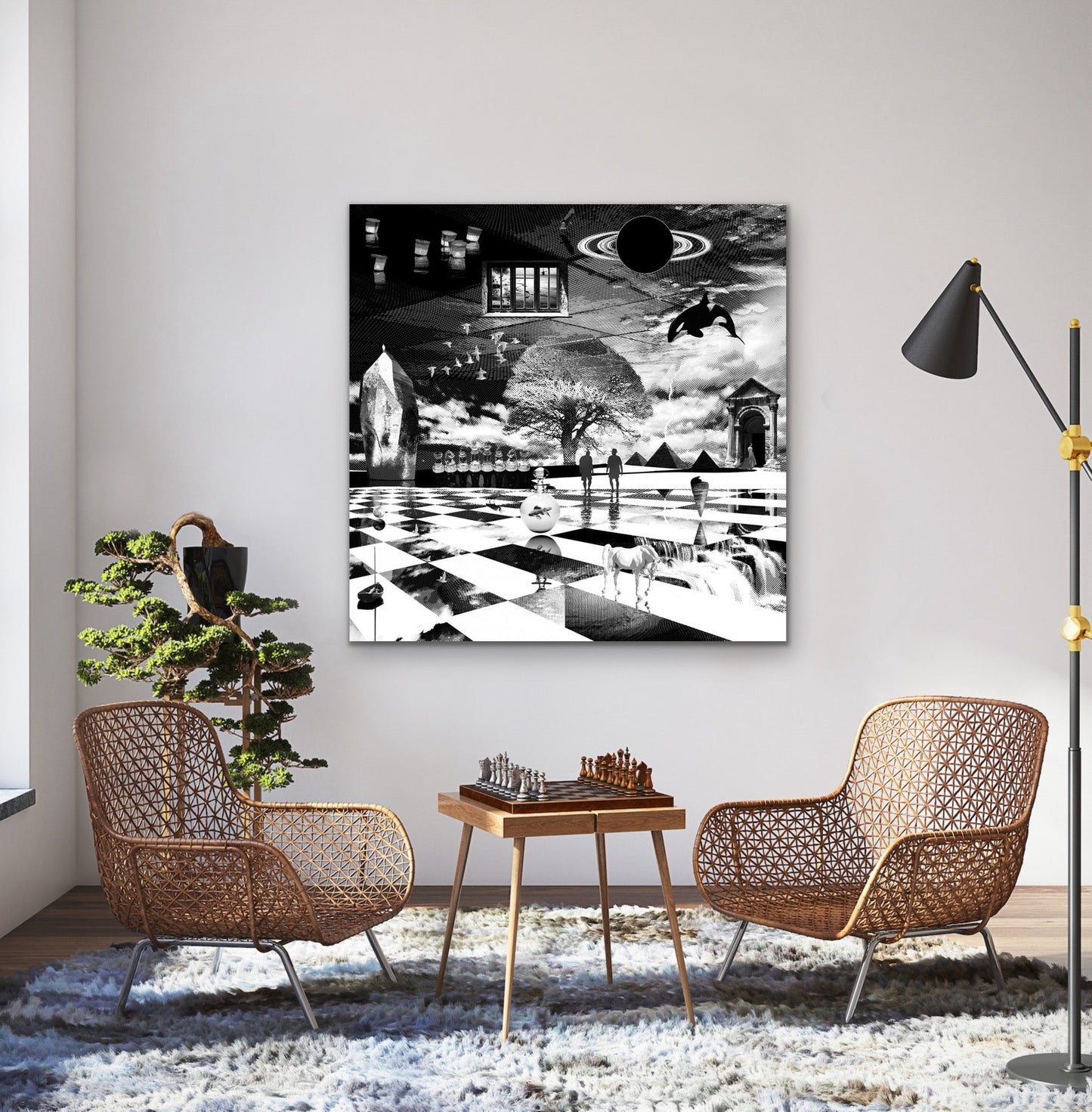 Dreamcatchers 06 - Surreal Limited Edition Giclée, Black & White on Canvas