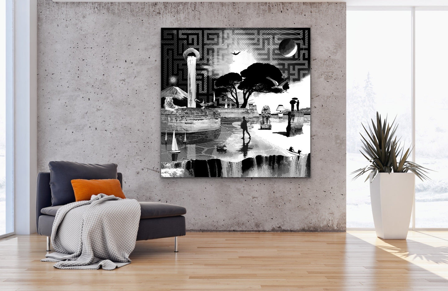 Dreamcatchers 07 - Surreal Limited Edition Giclee, Black & White on Canvas