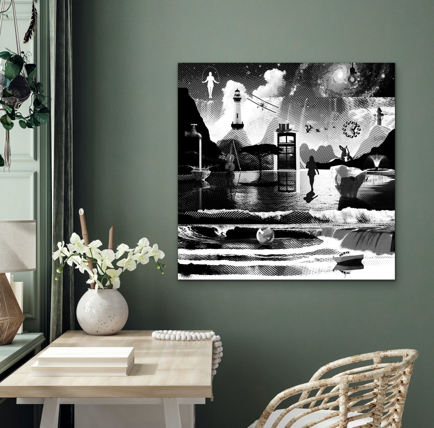 Dreamcatchers 08 - Surreal Limited Edition Giclée, Black & White on Canvas