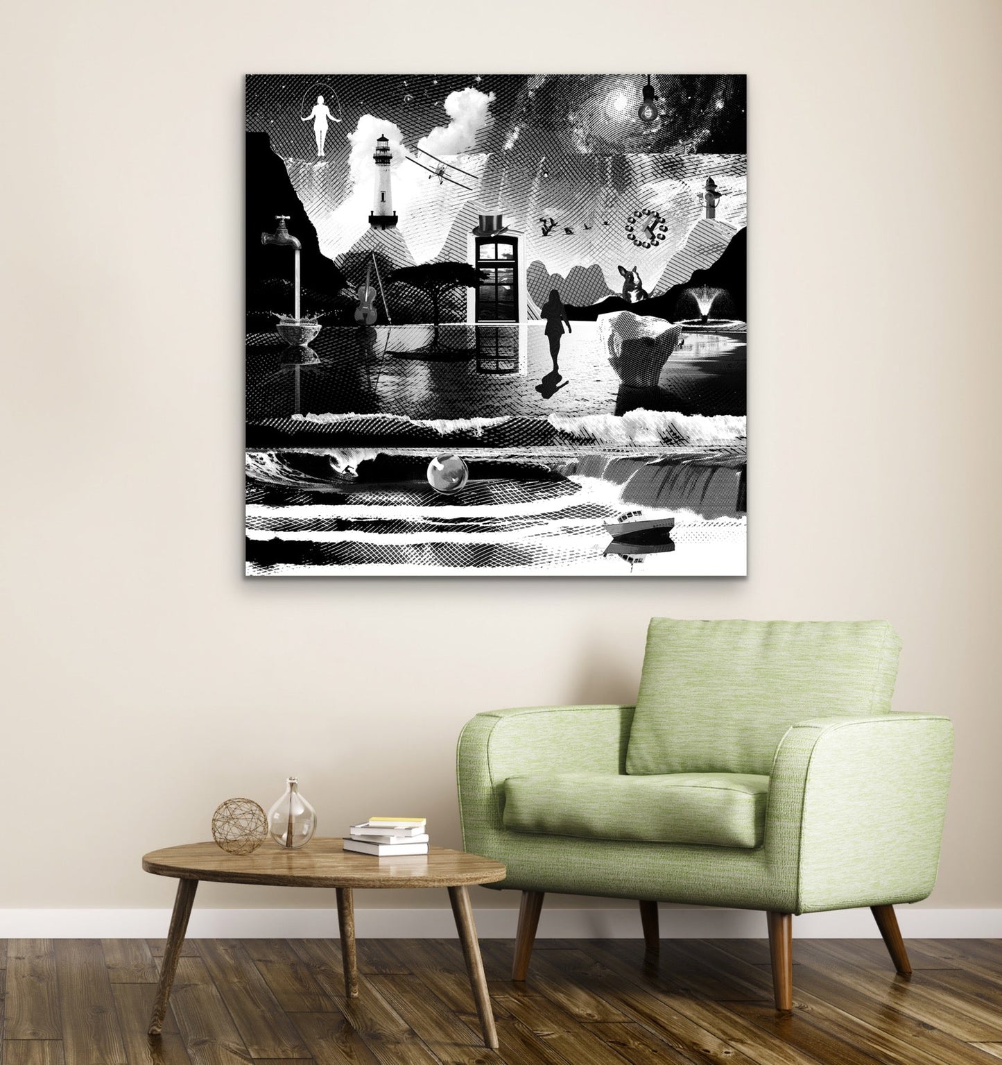 Dreamcatchers 08 - Surreal Limited Edition Giclée, Black & White on Canvas