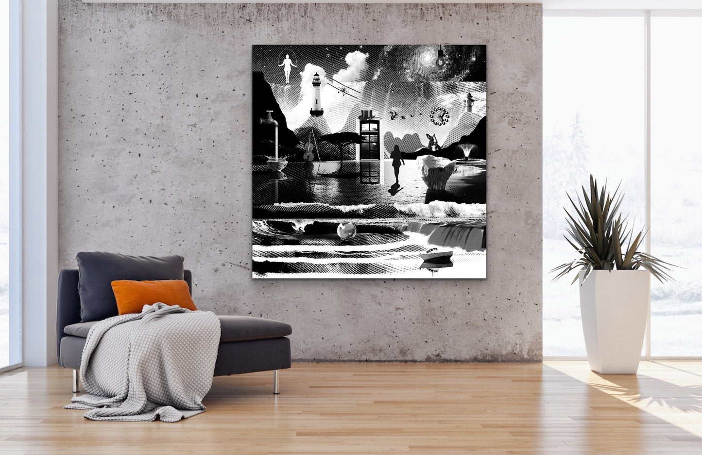 Dreamcatchers 08 - Surreal Limited Edition Giclée, Black & White on Canvas