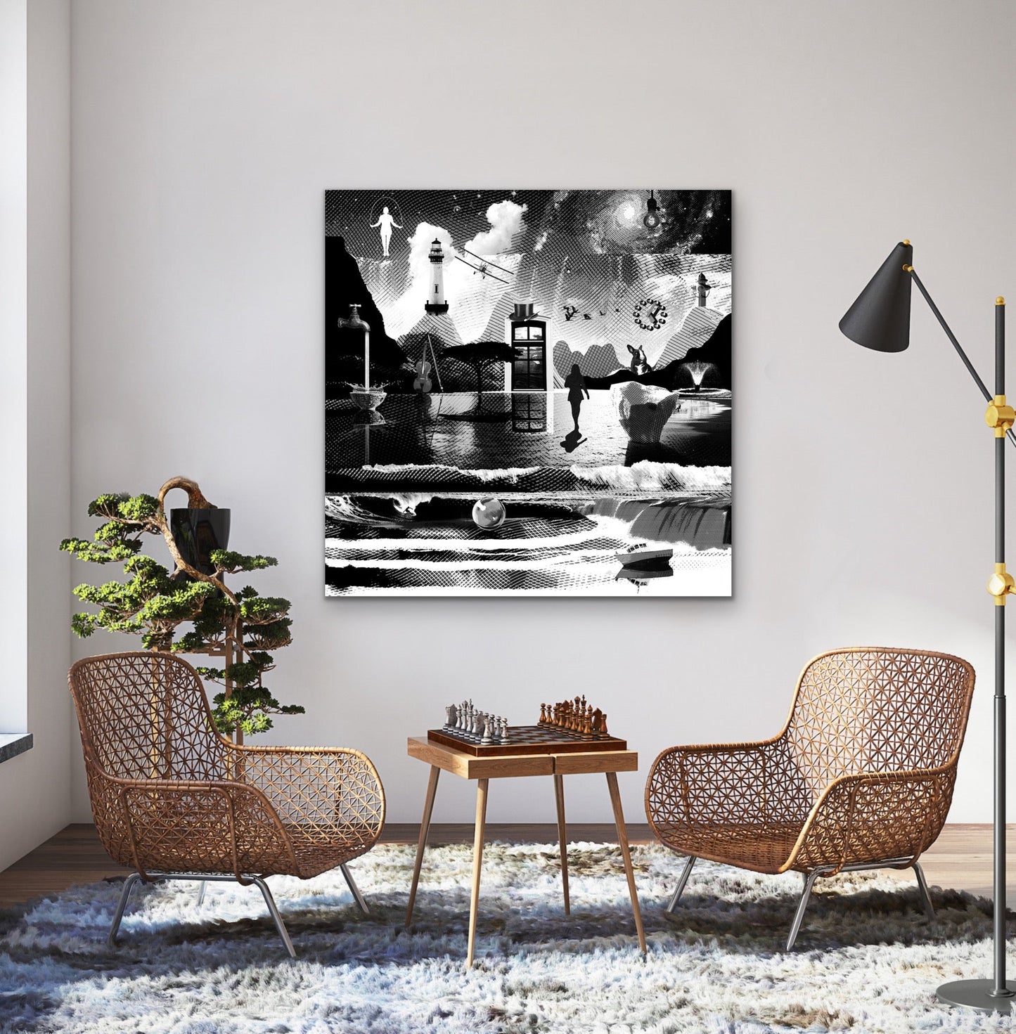 Dreamcatchers 08 - Surreal Limited Edition Giclée, Black & White on Canvas