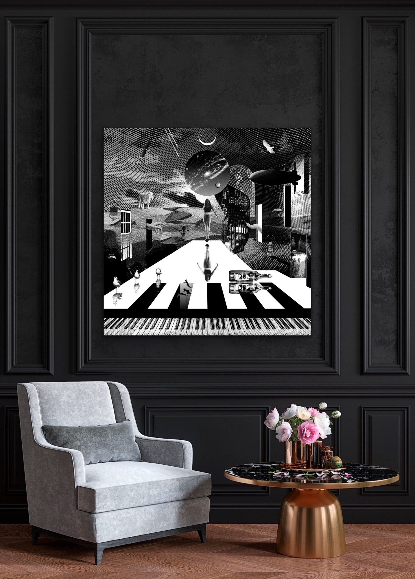 Dreamcatchers 09 - Surreal Limited Edition Giclée, Black & White on Canvas