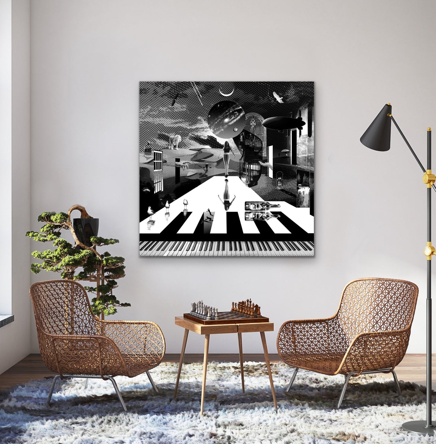 Dreamcatchers 09 - Surreal Limited Edition Giclée, Black & White on Canvas