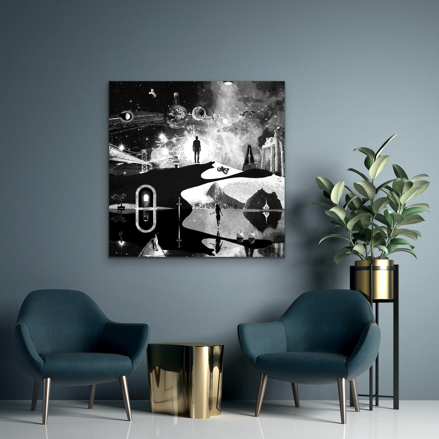 Dreamcatchers 10 - Surreal Limited Edition Giclée, Black & White on Canvas