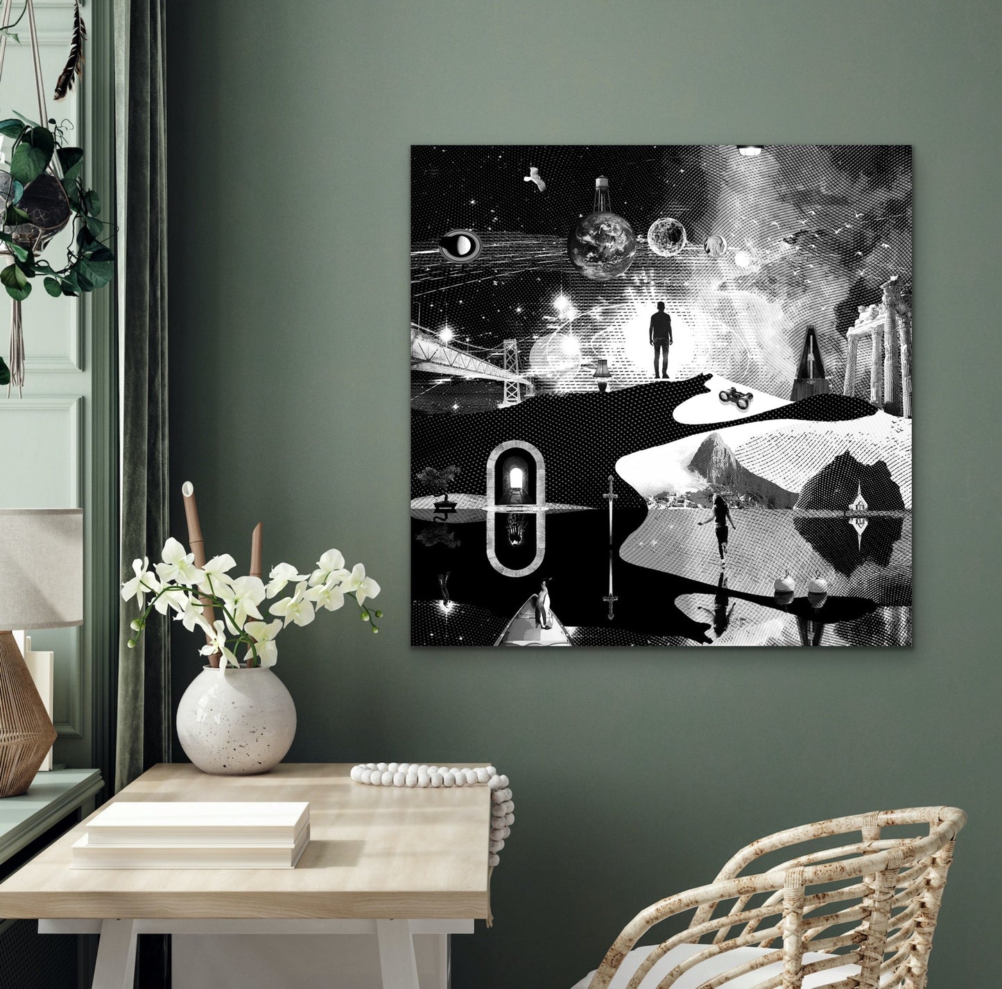 Dreamcatchers 10 - Surreal Limited Edition Giclée, Black & White on Canvas