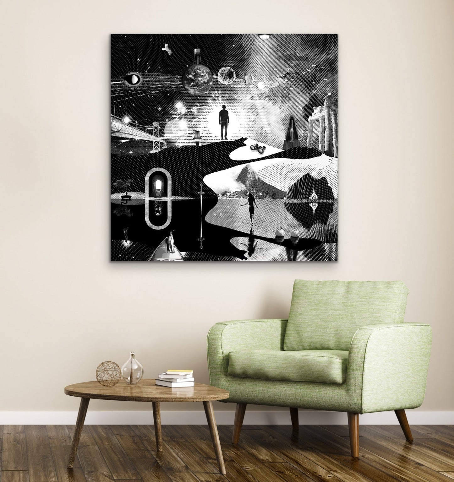 Dreamcatchers 10 - Surreal Limited Edition Giclée, Black & White on Canvas