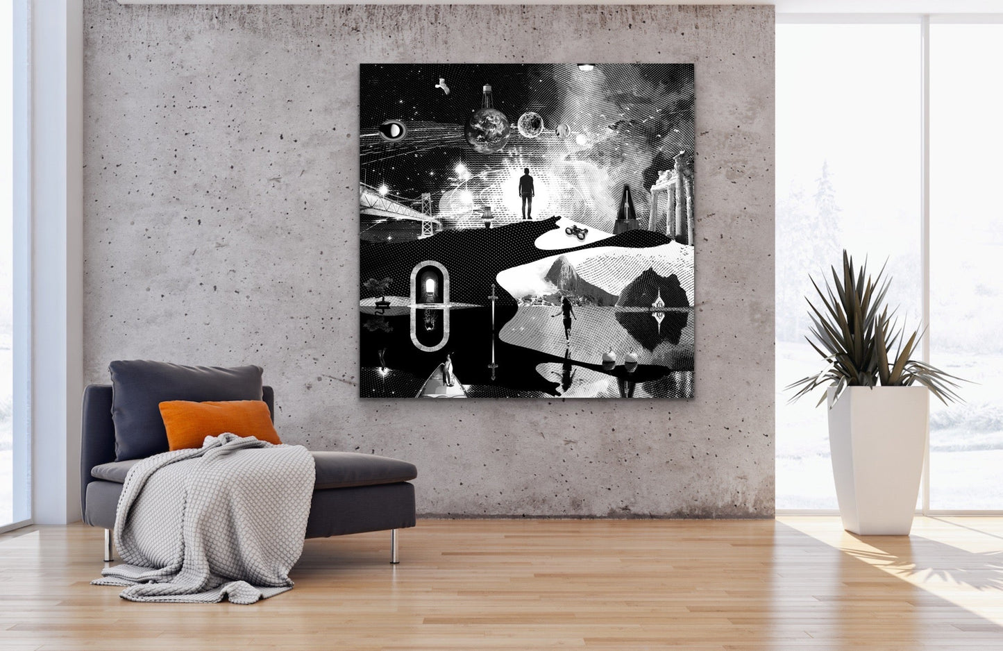 Dreamcatchers 10 - Surreal Limited Edition Giclée, Black & White on Canvas