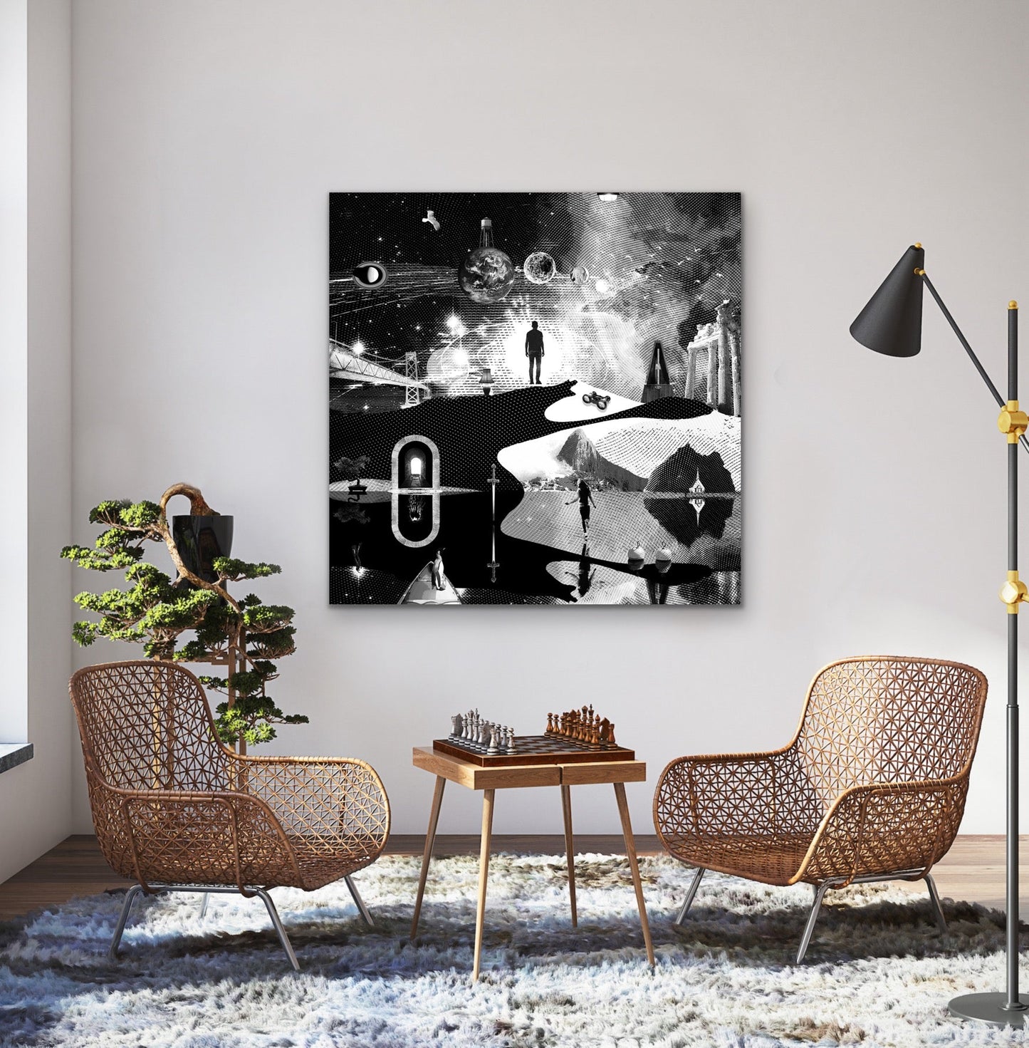 Dreamcatchers 10 - Surreal Limited Edition Giclée, Black & White on Canvas