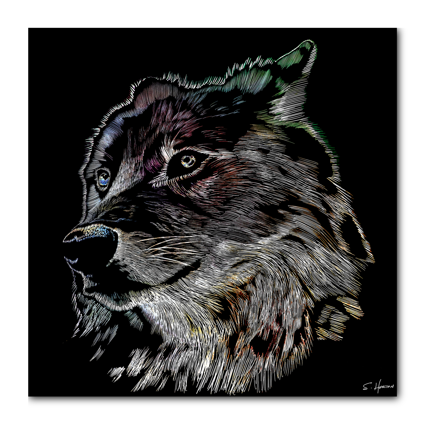 "Wolf Portrait", Animal Life, Digital Art, Giclée on Canvas with Signature, High Quality Image, 30"x30" or 36"x36", Limited Edition of 50