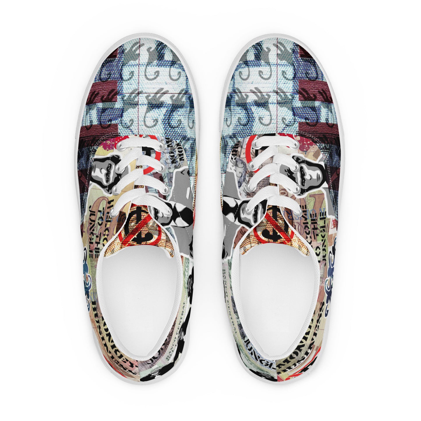 Monkey Business, Urban Abstract, Original Art, Men’s Lace-Up Canvas Shoes