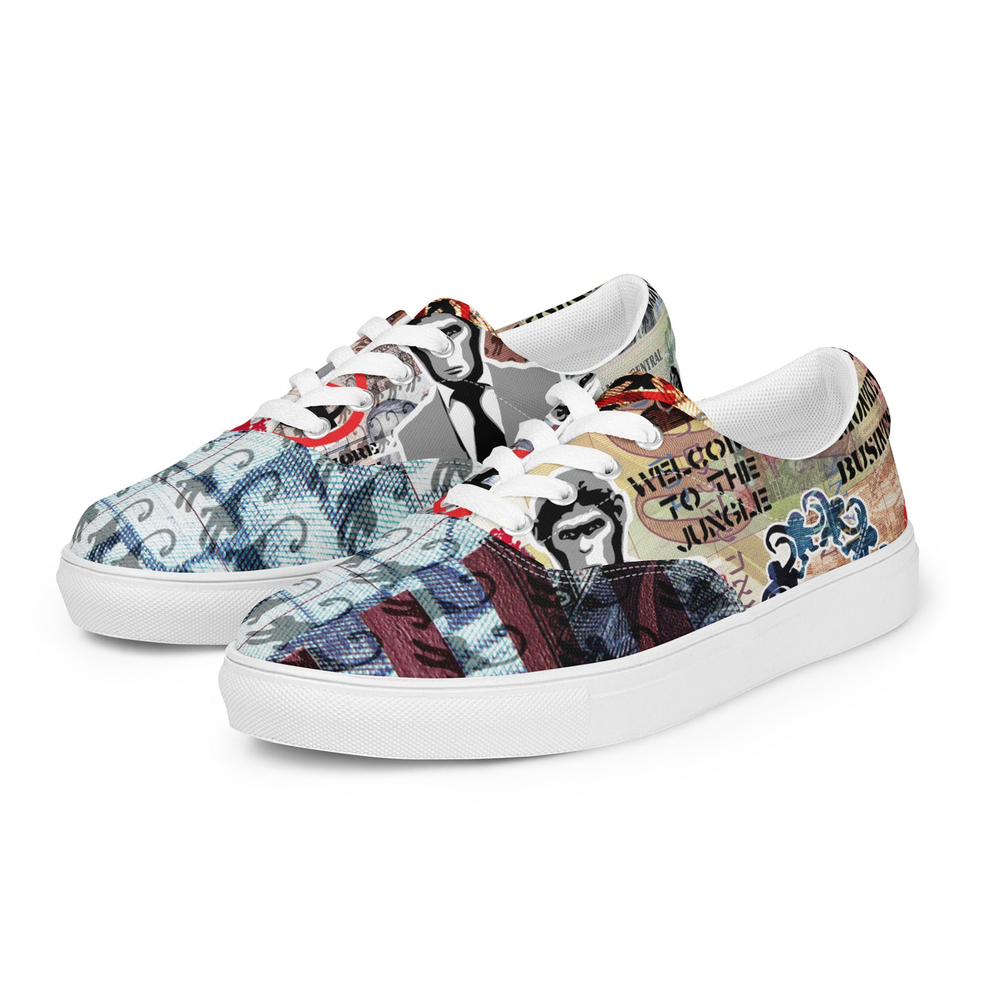 Monkey Business, Urban Abstract, Original Art, Men’s Lace-Up Canvas Shoes