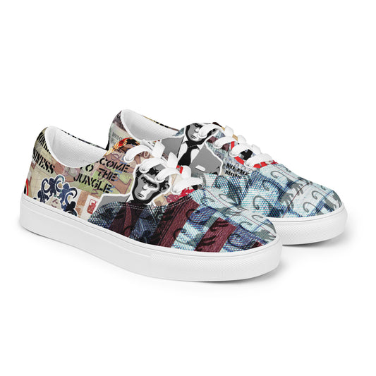 Monkey Business, Urban Abstract, Original Art, Men’s Lace-Up Canvas Shoes
