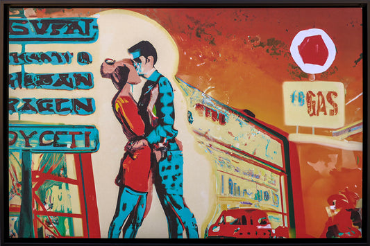 "Neon Love" Series Digital Art Print, 36"w x 24"h Canvas, Mounted in Floating Frame