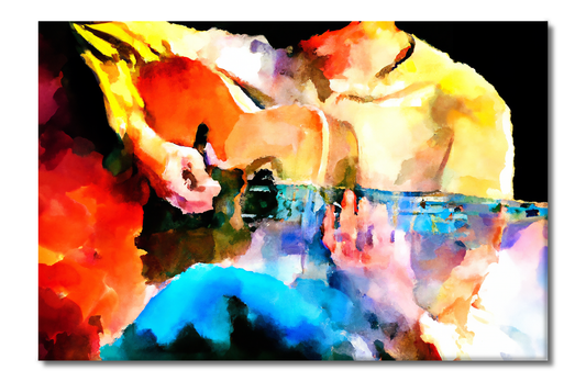 Playing Guitar, Portraits, Digital Art, Canvas Print, High Quality Image, For Home Decor & Interior Design