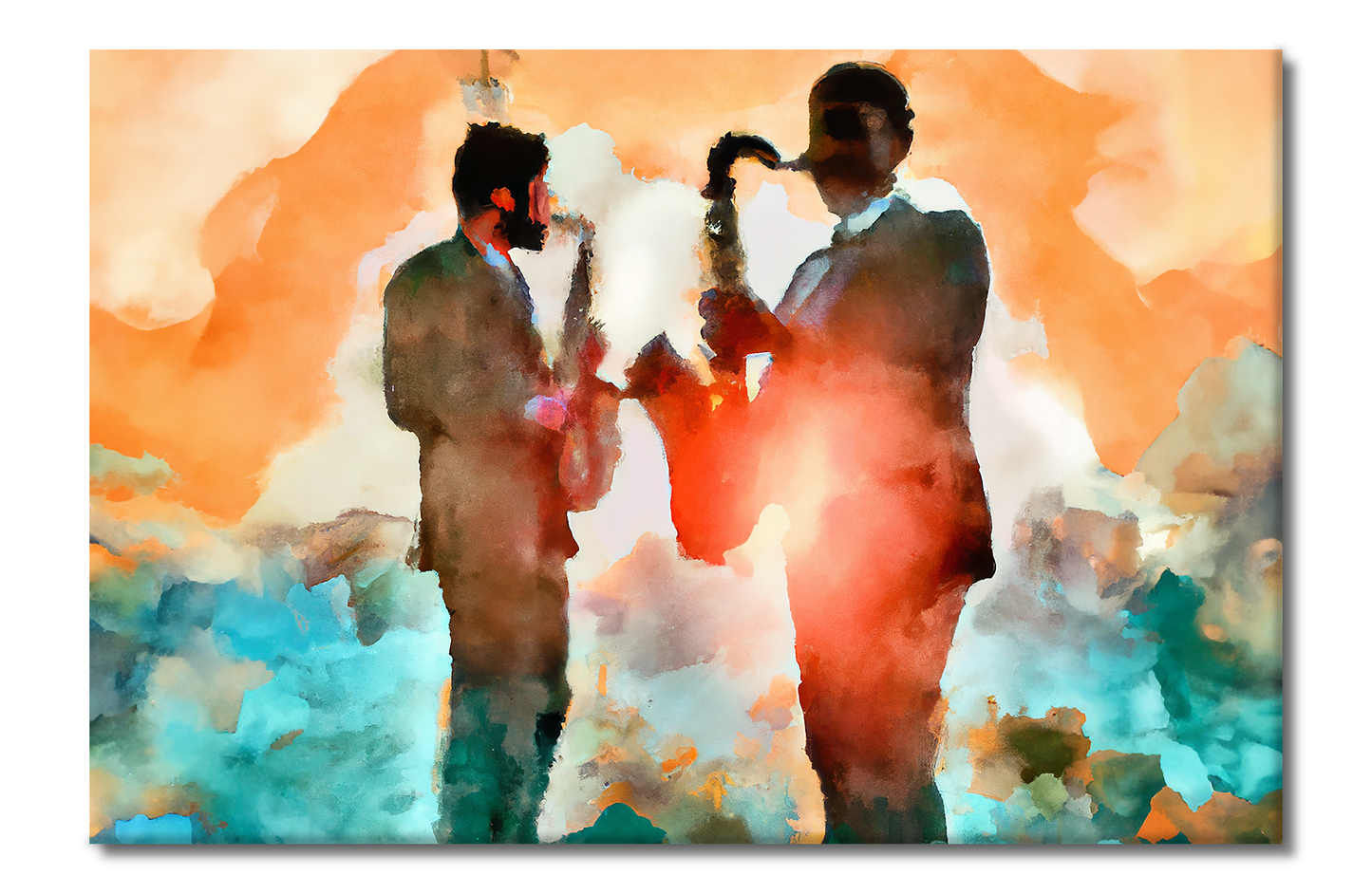 Saxophone Players, Urban Vibes, Digital Art, Canvas Print, High Quality Image, For Home Decor & Interior Design