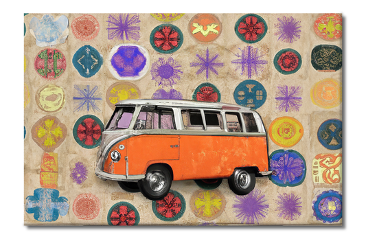 VW Bus, Route 66 Series, Digital Art, Canvas Print, High Quality Image, For Home Decor & Interior Design