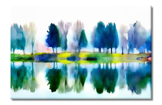 Trees by the Lake, Scenics, Digital Art, Canvas Print, High Quality Image, For Home Decor & Interior Design