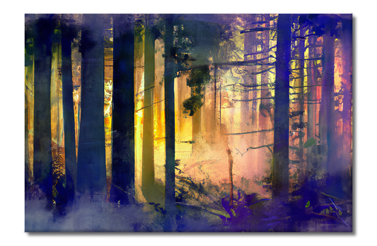 Forest At First Light, Scenic, Digital Art, Canvas Print, High Quality Image, For Home Decor & Interior Design