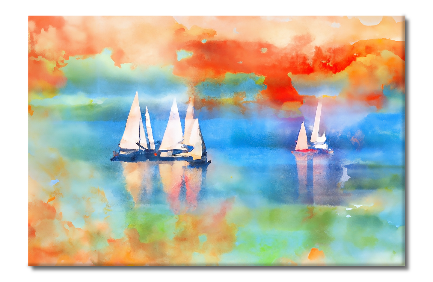 Sailboats on the Lake, Scenics, Digital Art, Canvas Print, High Quality Image, For Home Decor & Interior Design