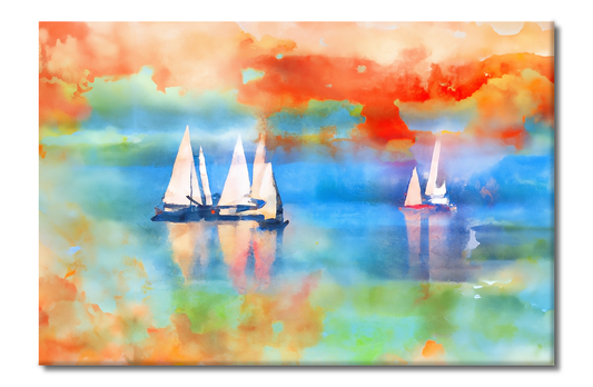 Sailboats on the Lake, Scenics, Digital Art, Canvas Print, High Quality Image, For Home Decor & Interior Design