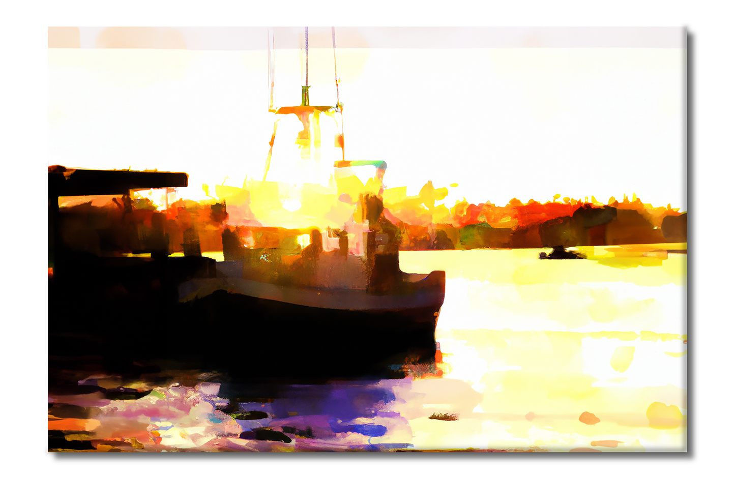 Fishing Boat on the Marina, Scenics, Digital Art, Canvas Print, High Quality Image, For Home Decor & Interior Design