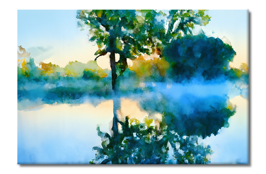 Early Morning By The Lake, Scenics, Digital Art, Canvas Print, High Quality Image, For Home Decor & Interior Design