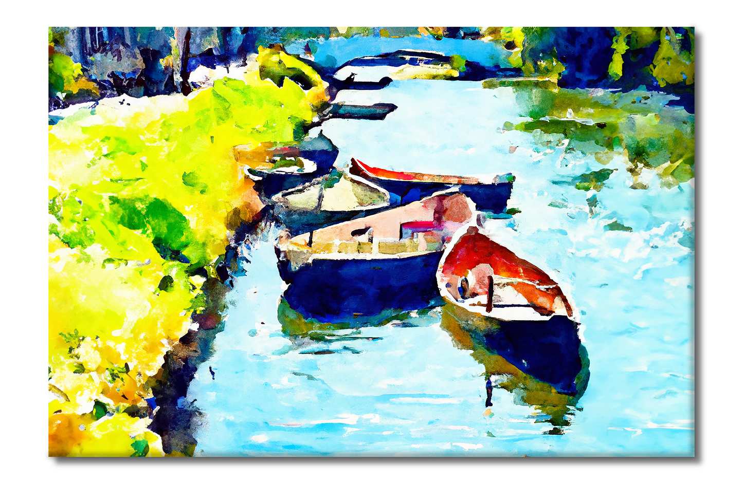 Boats on the Canal, Scenics, Digital Art, Canvas Print, High Quality Image, For Home Decor & Interior Design