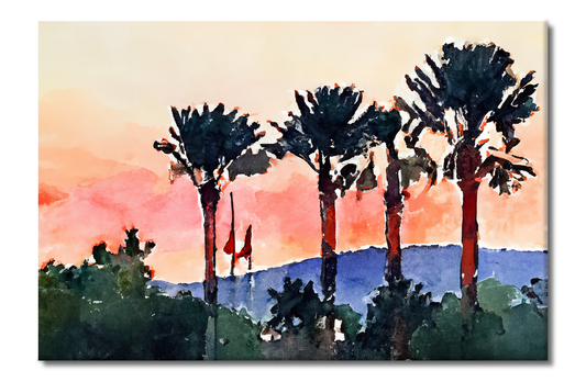 Desert Palms at Sunset, Scenics, Digital Art, Canvas Print, High Quality Image, For Home Decor & Interior Design