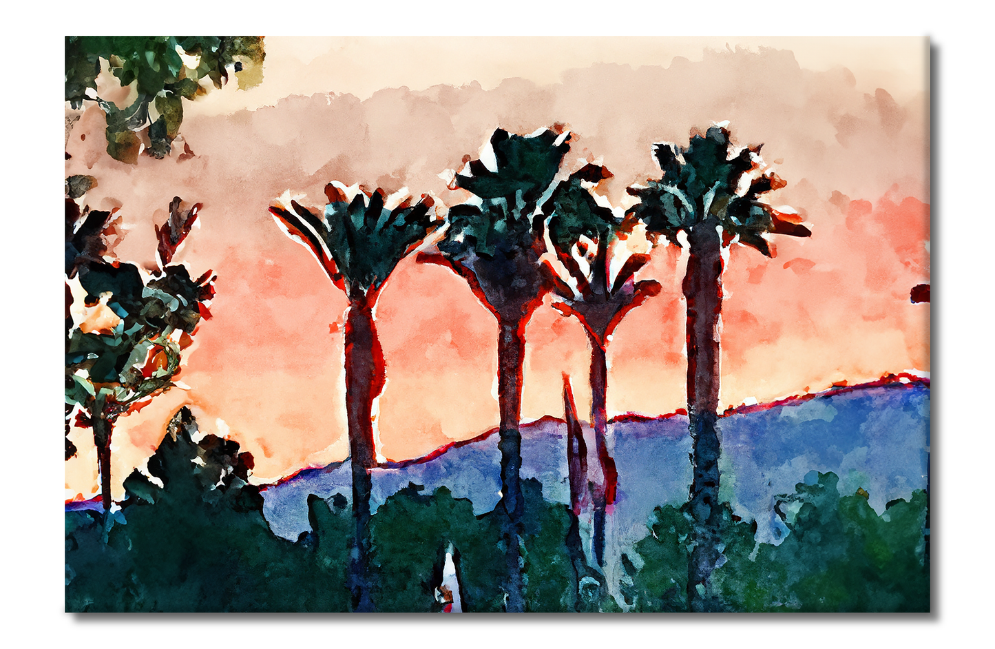 Palm Trees in the Desert, Scenics, Digital Art, Canvas Print, High Quality Image, For Home Decor & Interior Design