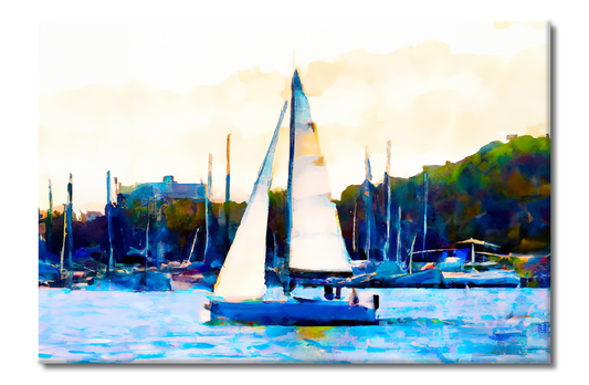 Sailboat on the Marina, Scenics, Digital Art, Canvas Print, High Quality Image, For Home Decor & Interior Design