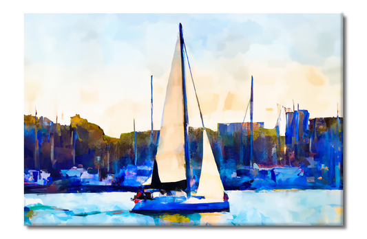 Sailboats in the Marina, Scenics, Digital Art, Canvas Print, High Quality Image, For Home Decor & Interior Design