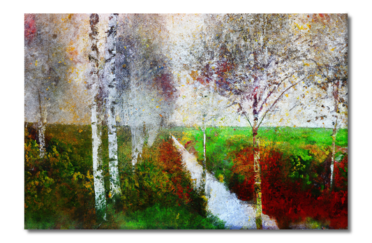 Birches By The Creek, Scenics, Digital Art, Canvas Print, High Quality Image, For Home Decor & Interior Design