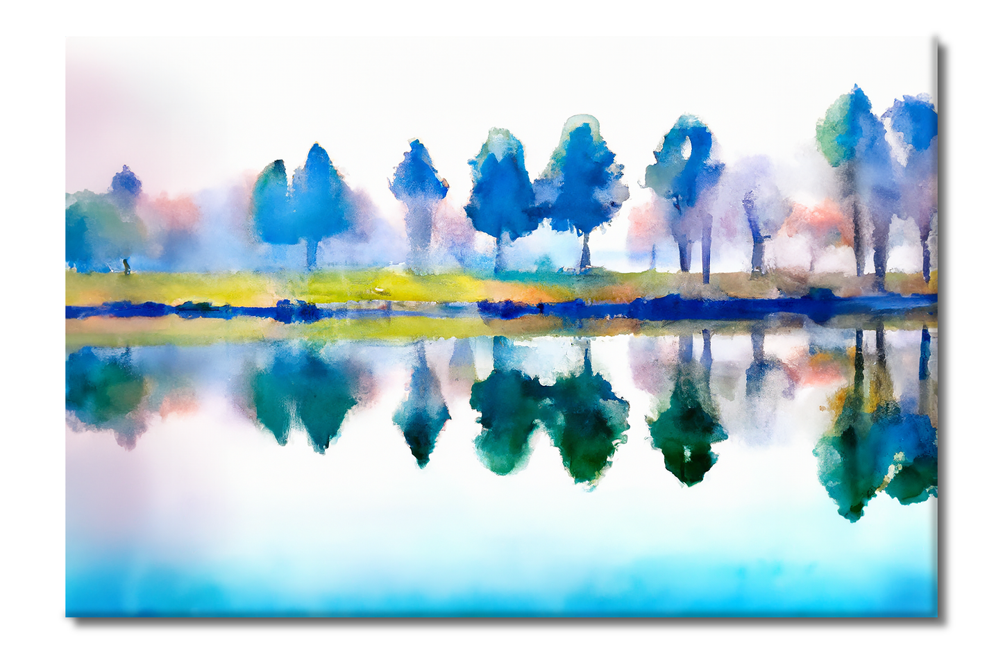 Trees by the Lake, Scenics, Digital Art, Canvas Print, High Quality Image, For Home Decor & Interior Design