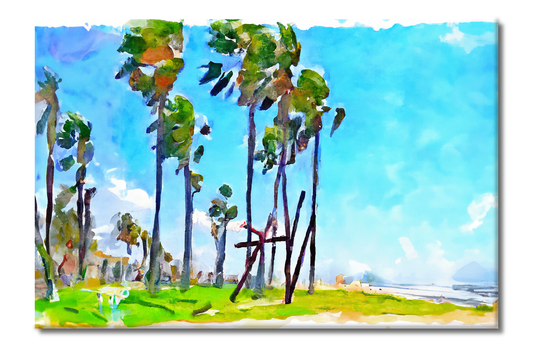 Windy Day at Venice Beach, Beach Life, Digital Art, Canvas Print, High Quality Image, For Home Decor & Interior Design