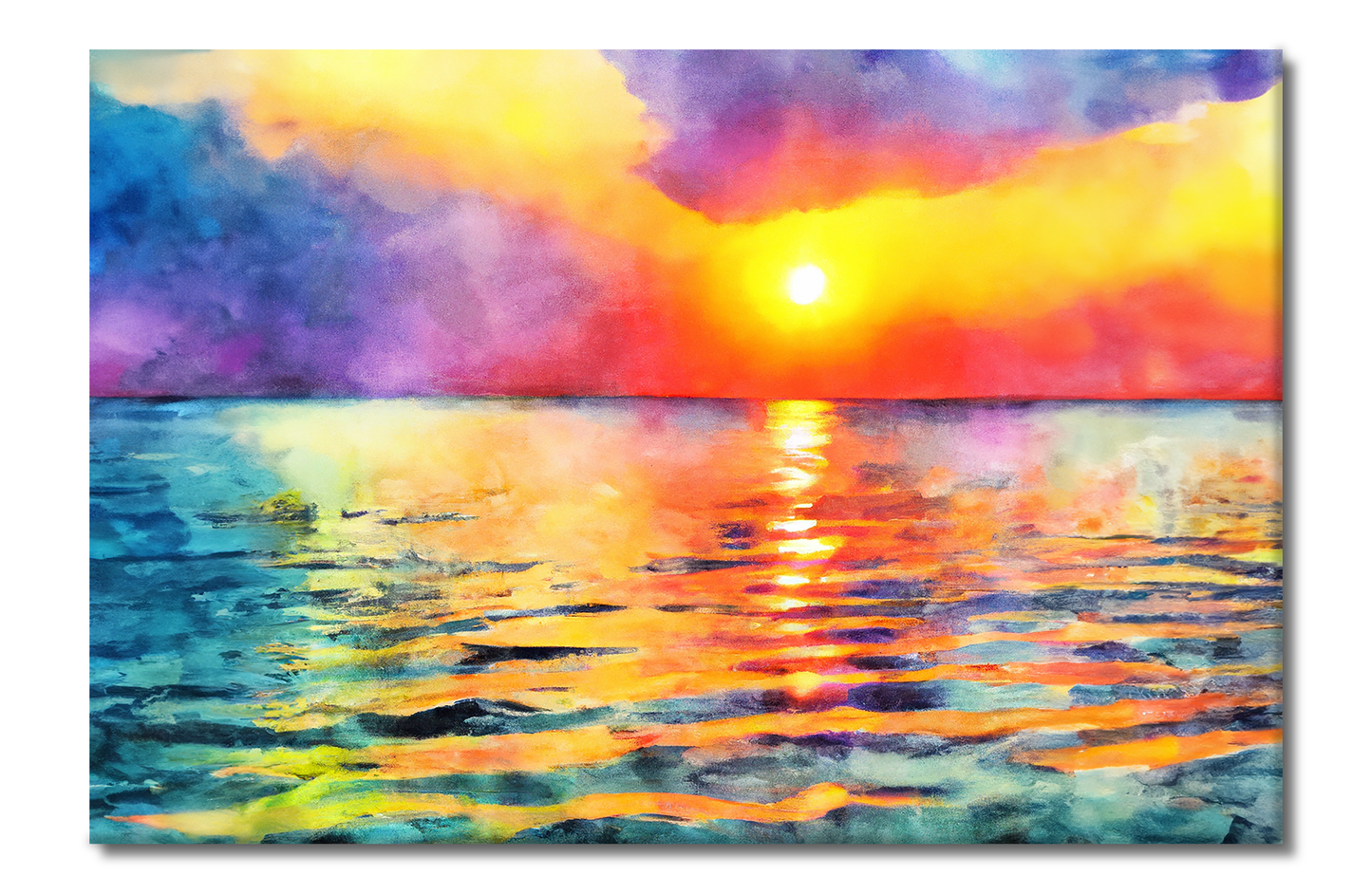 Sunset Over The Ocean, Scenics, Digital Art, Canvas Print, High Quality Image, For Home Decor & Interior Design