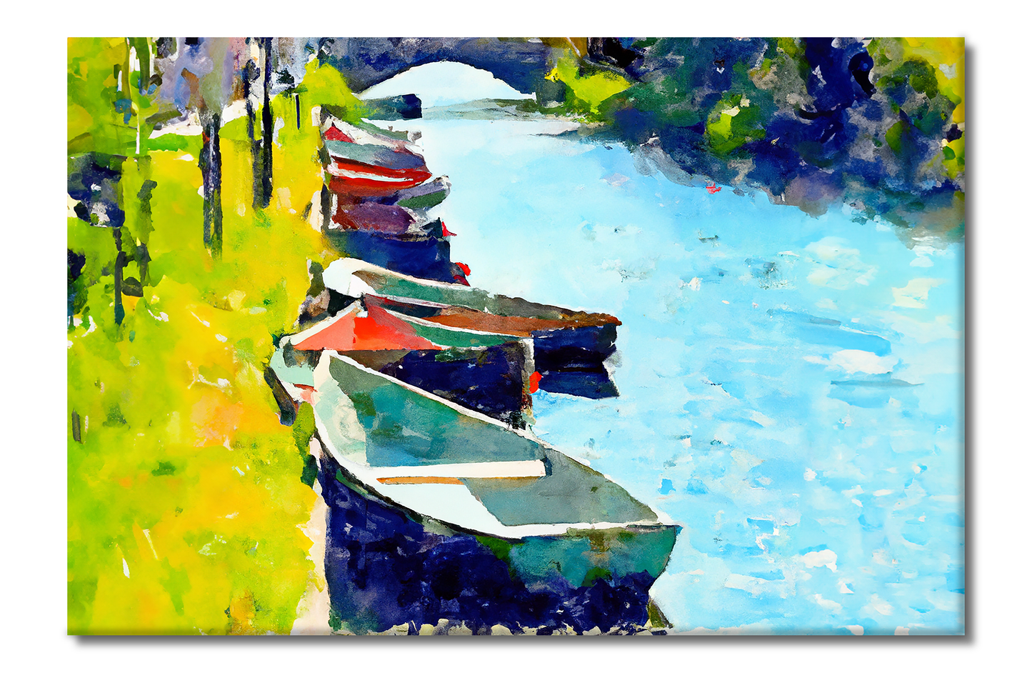 Boats Along the Canal, Scenics, Digital Art, Canvas Print, High Quality Image, For Home Decor & Interior Design