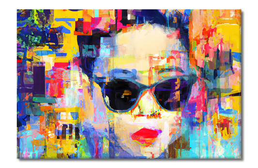 She Vibes, Sunglasses, Original Digital Art, Canvas Print, High Quality Image, For Home Decor & Interior Design