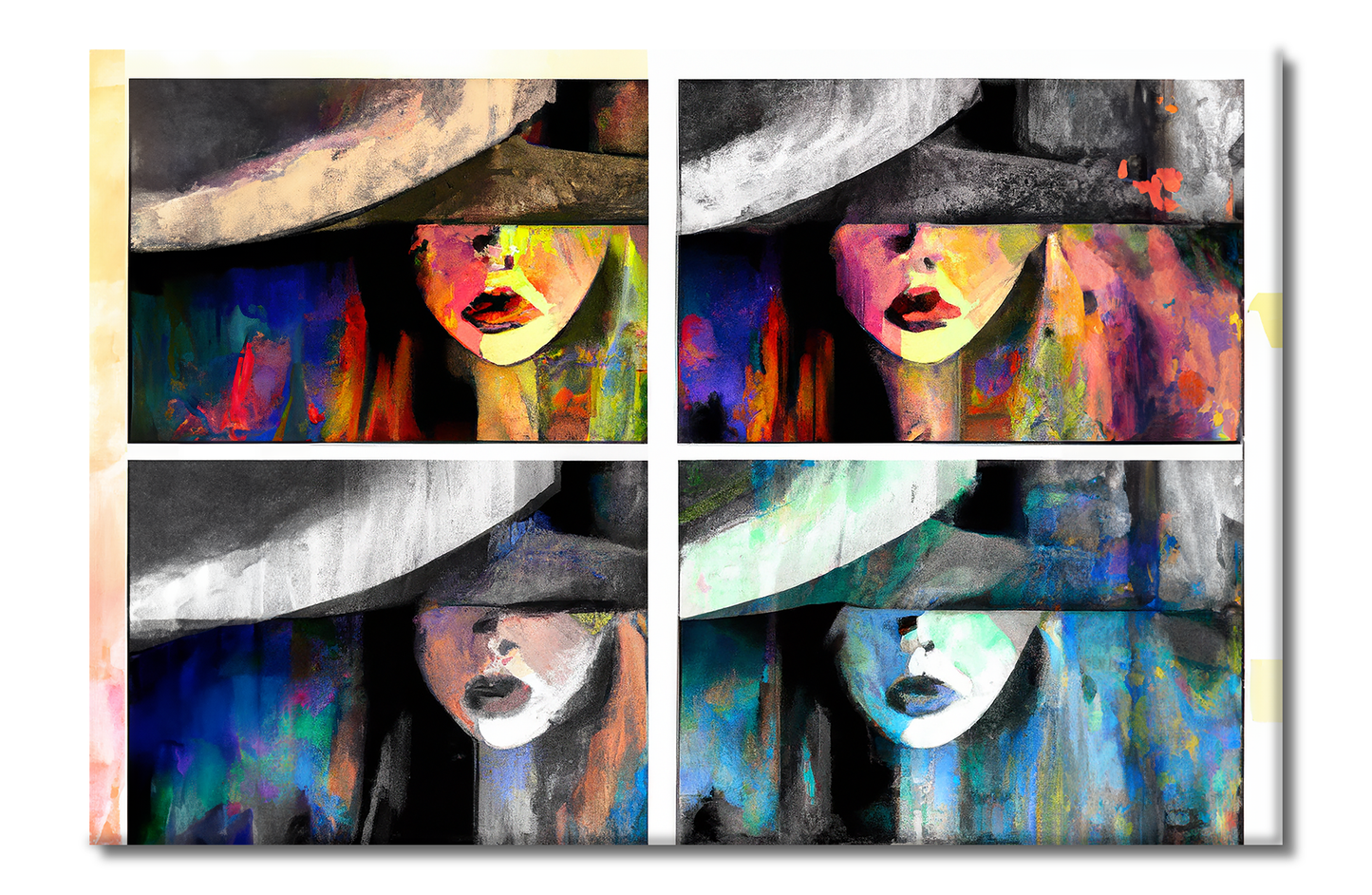 She Vibes, Quad, Big Hat, Digital Art, Canvas Print, High Quality Image, For Home Decor & Interior Design