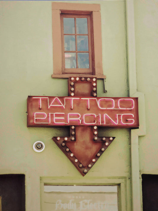 "Tattoo Piercing: Body Electric", 24"w x 32"h Photographic Print on Canvas