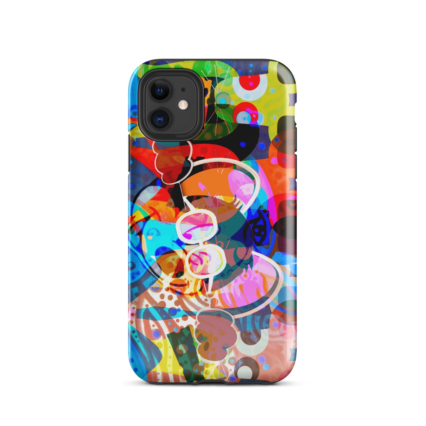 1029: Mouse Abstract Art Tough Case for iPhone® (for models 11-15)