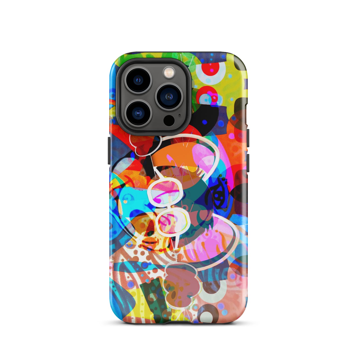 1029: Mouse Abstract Art Tough Case for iPhone® (for models 11-15)