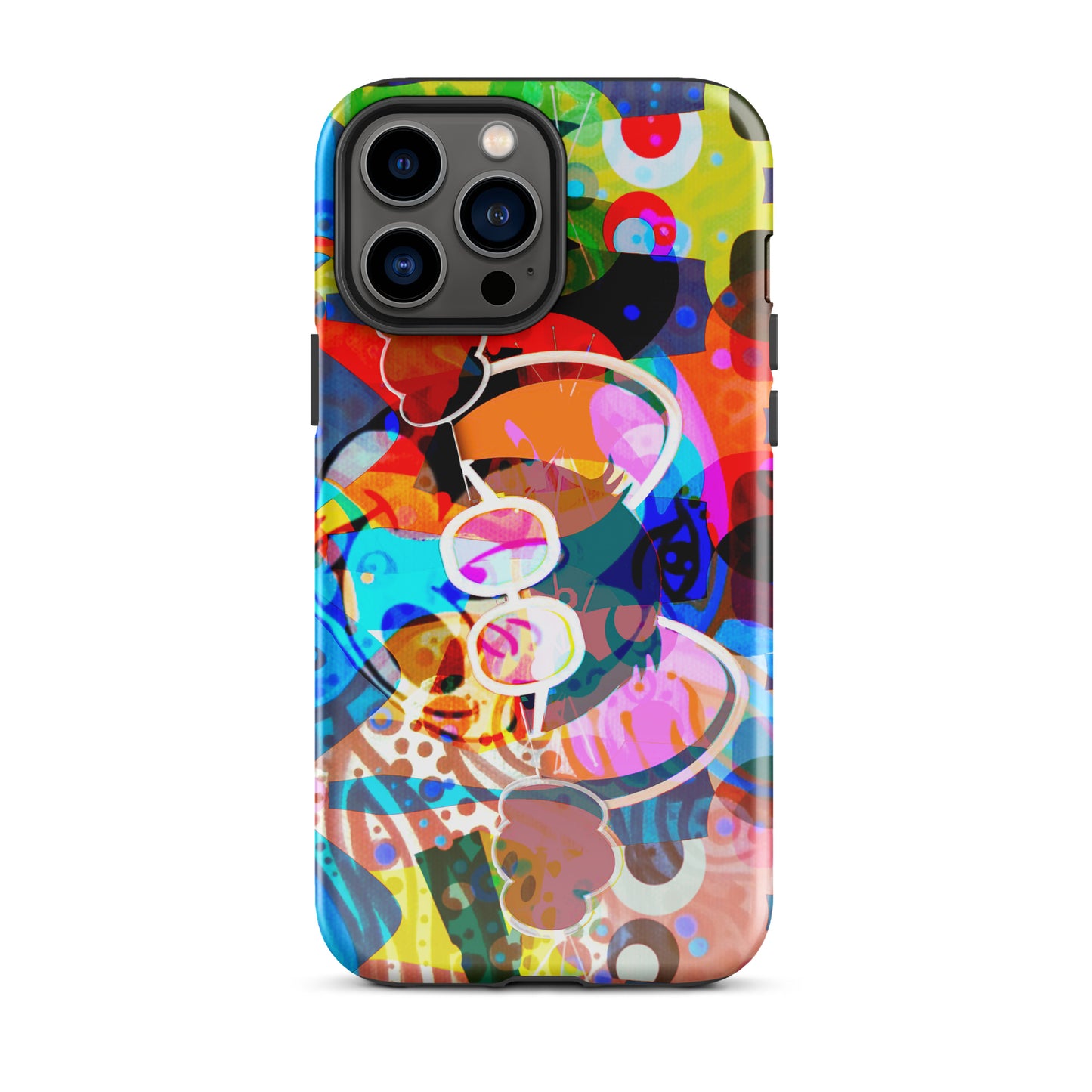 1029: Mouse Abstract Art Tough Case for iPhone® (for models 11-15)