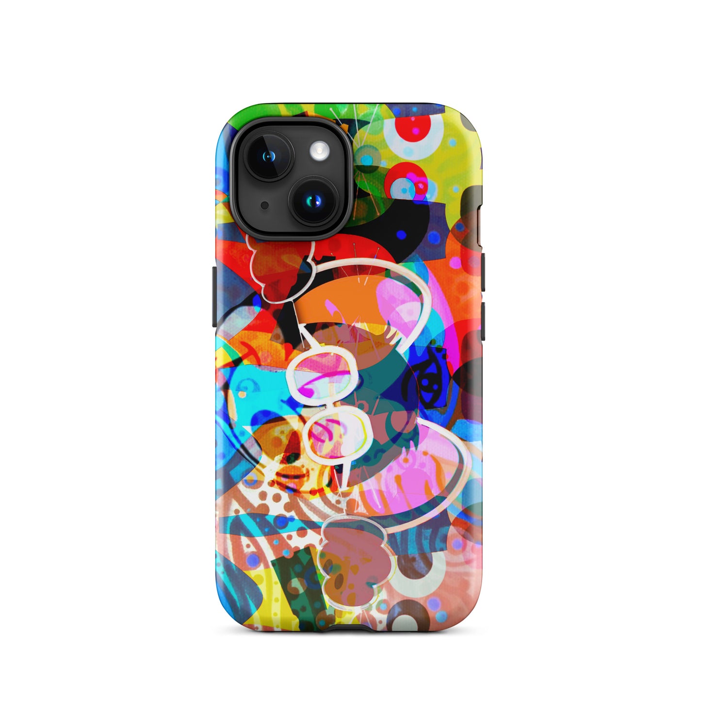 1029: Mouse Abstract Art Tough Case for iPhone® (for models 11-15)